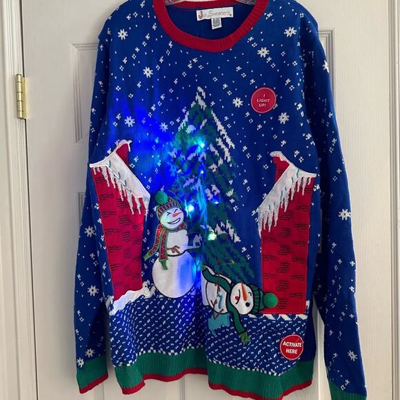 NWT Jolly Sweaters Murderous Snowman Ugly Christmas Sweater Xmas Holiday XL - Picture 6 of 15